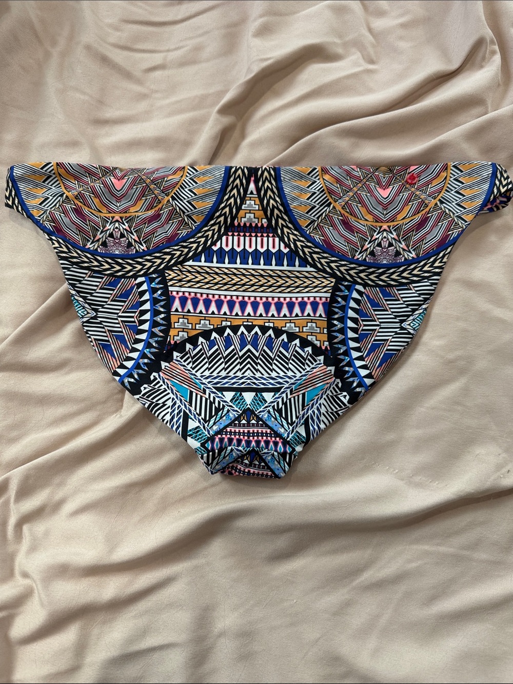 Geometric Bikini Bottom in Blue & Multicolor Like New reversible